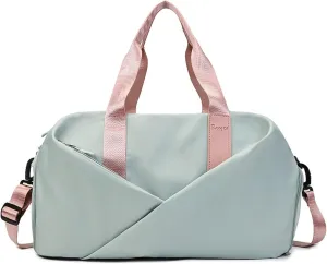 Duffle Bag, Gym Bag for Women, Separate Shoes Compartment Yoga Bag, Wet and Dry Separation Beach Bag (Green and Pink, Large)
