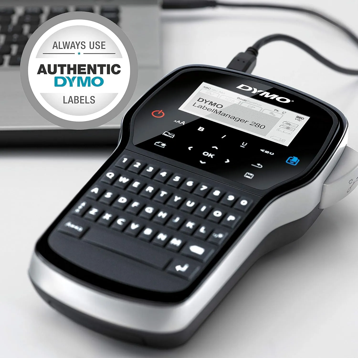 DYMO Label Maker, LabelManager 280 Rechargeable Portable Label Maker, Easy-to-Use, One-Touch Smart Keys, QWERTY Keyboard, PC and Mac Connectivity, For Home & Office Organization