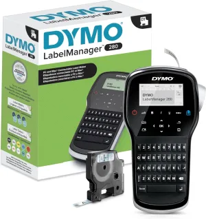 DYMO Label Maker, LabelManager 280 Rechargeable Portable Label Maker, Easy-to-Use, One-Touch Smart Keys, QWERTY Keyboard, PC and Mac Connectivity, For Home & Office Organization
