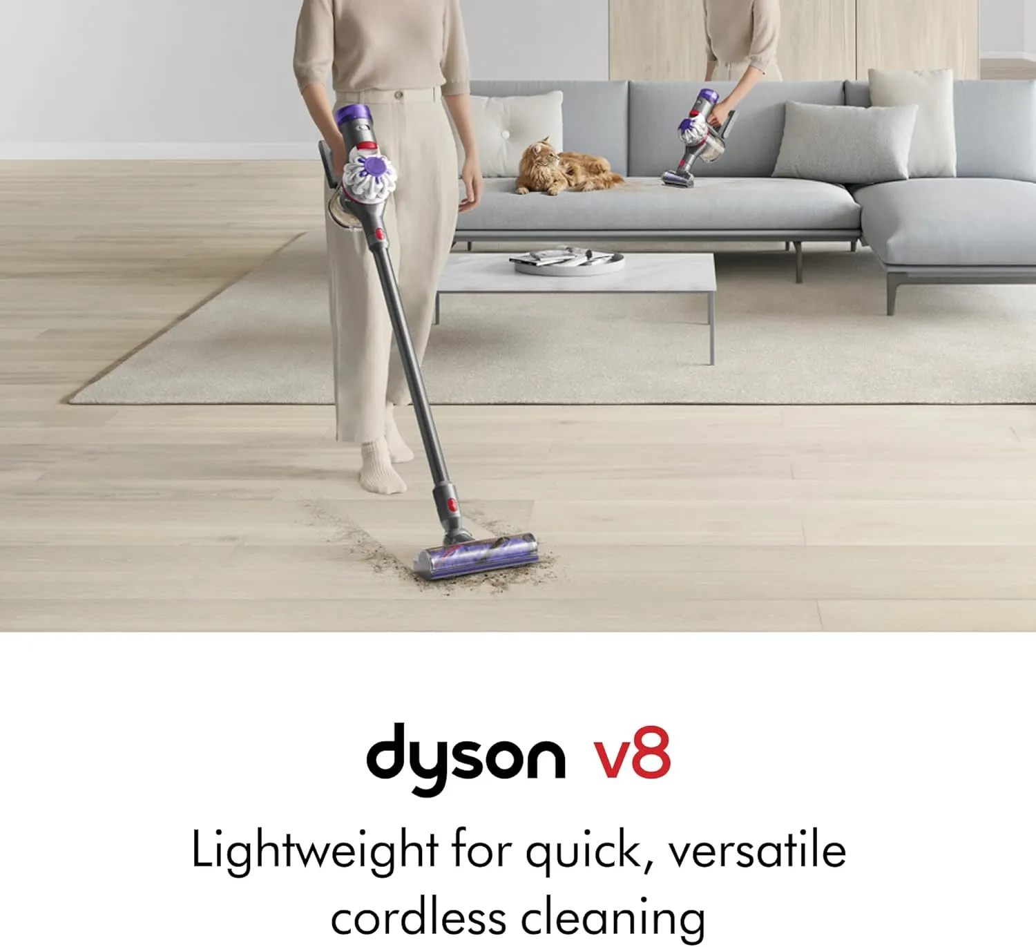 Dyson V8 Plus Cordless Vacuum, Silver/Nickel
