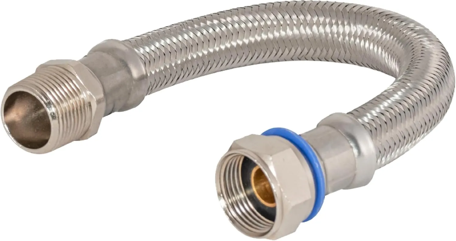 Eastman 18 Inch Steel-Flex Water Heater Connector, 3/4 Inch FIP Swivel x 3/4 Inch MIP Rigid, Flexible Braided Stainless Steel, 48254