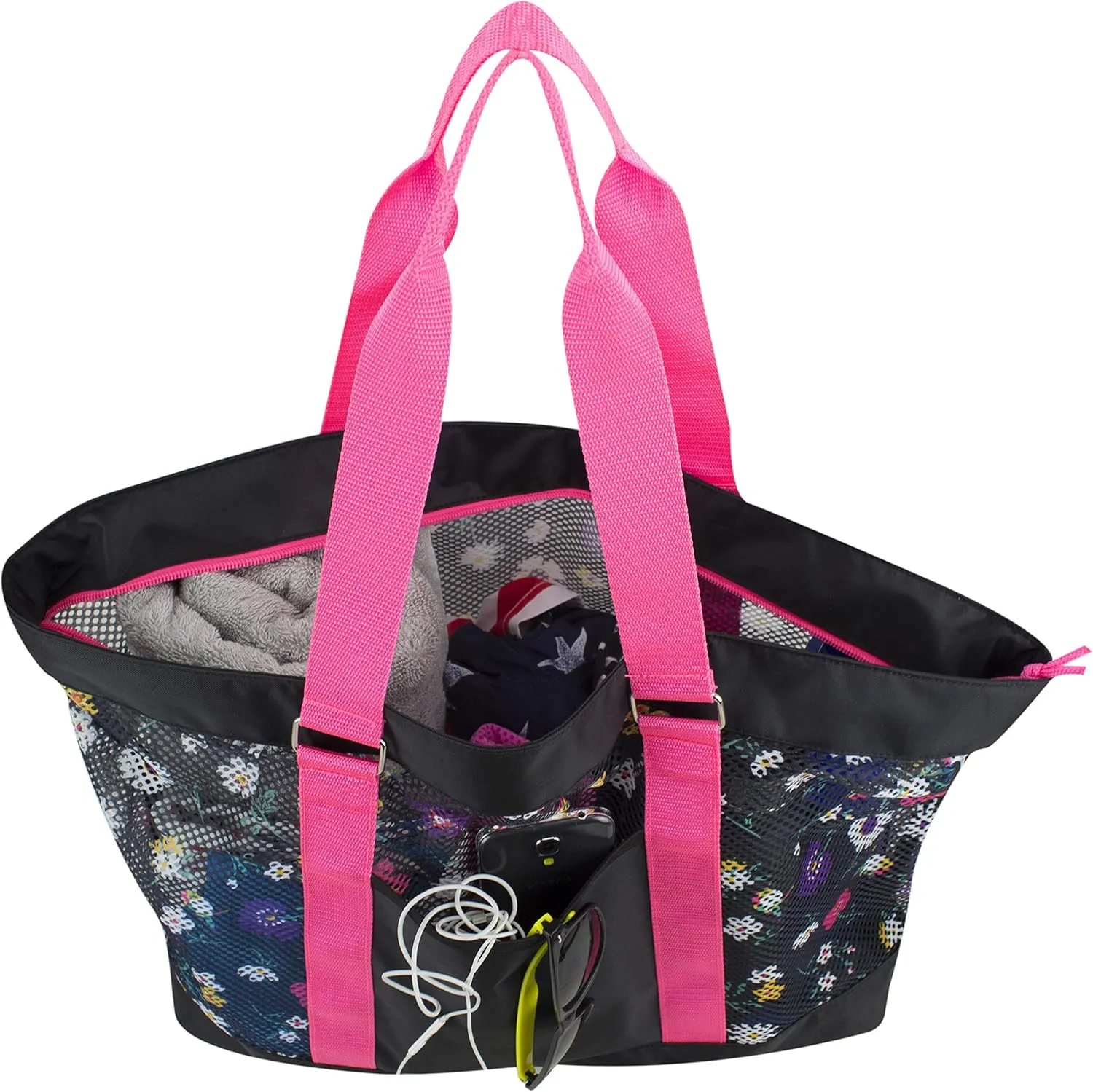 Eastsport Mesh Tote Waterproof Beach Bag for Shopping Vacation Swimming Family Travel Essentials