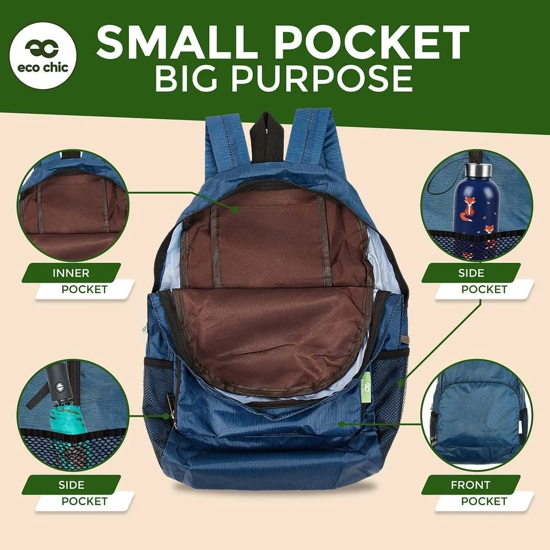 ECO CHIC Hiking Lightweight Packable Backpack - Foldable Daypack for Travel & Hiking & Outdoor Adventures - Waterproof Backpack from Recycled Materials (Cute Sheep Green)