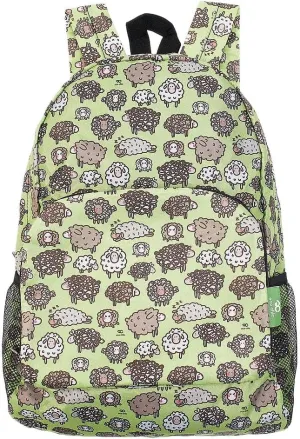 ECO CHIC Hiking Lightweight Packable Backpack - Foldable Daypack for Travel & Hiking & Outdoor Adventures - Waterproof Backpack from Recycled Materials (Cute Sheep Green)