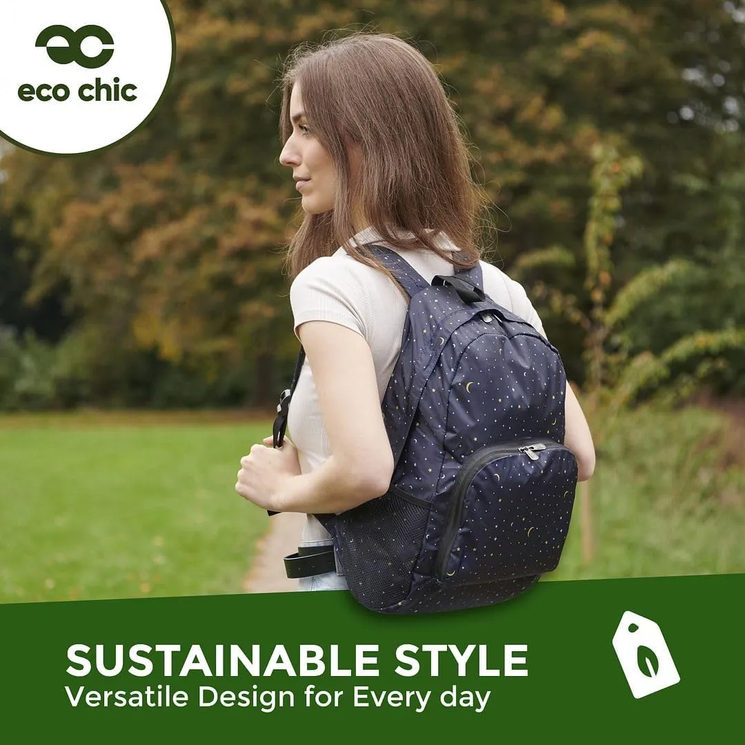 ECO CHIC Hiking Lightweight Packable Backpack - Foldable Daypack for Travel & Hiking & Outdoor Adventures - Waterproof Backpack from Recycled Materials (Cute Sheep Green)