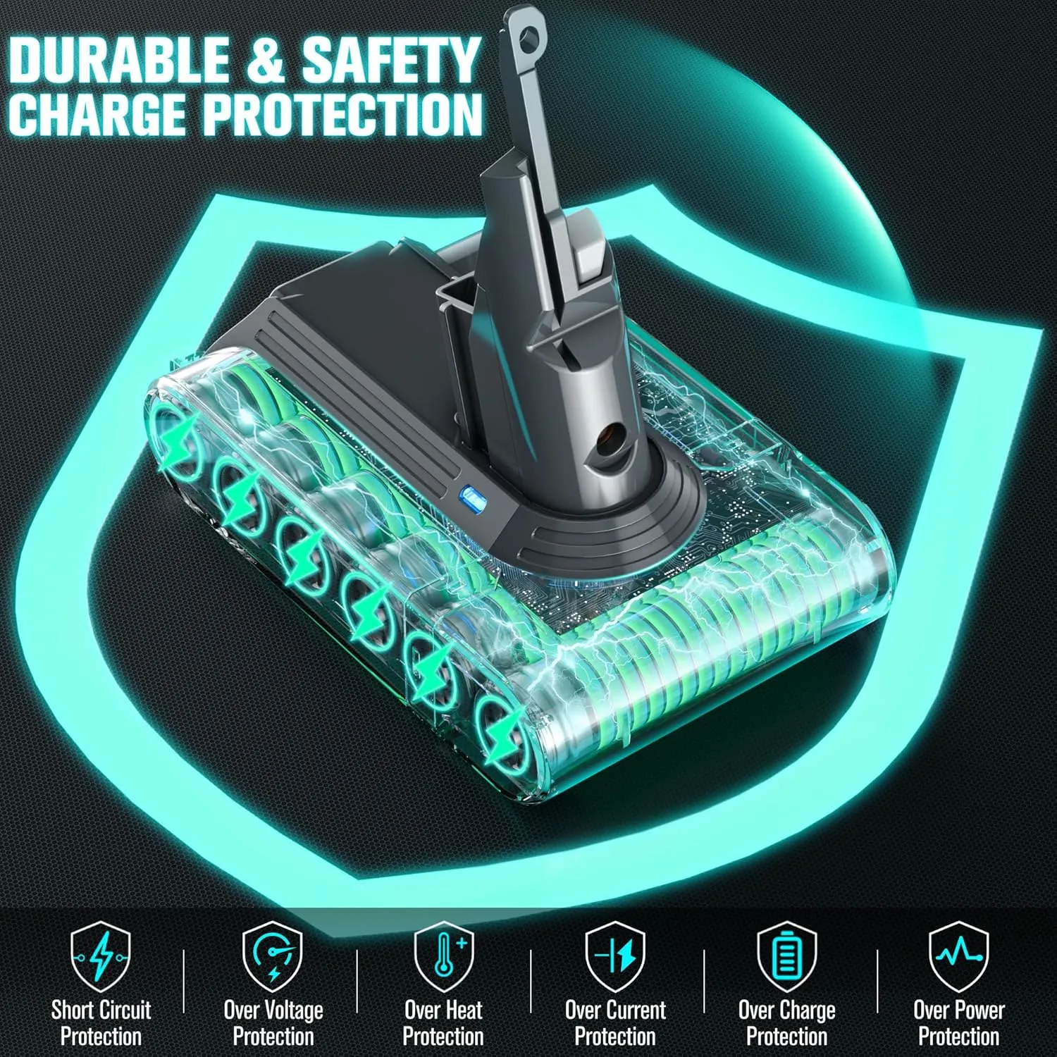 EGR Advanced 6000mAh V7 Animal Battery Replacement Compatible with Dyson SV11 V7 Motorhead V7 Animal V7 Trigger V7 HEPA V7 Car Boat V7 Absolute Handheld Vacuum Cleaners (Not Fit V6, V8, V10)