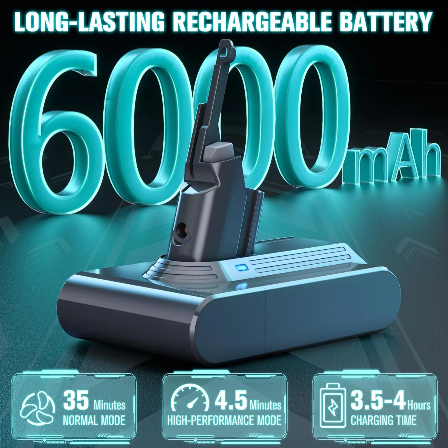 EGR Advanced 6000mAh V7 Animal Battery Replacement Compatible with Dyson SV11 V7 Motorhead V7 Animal V7 Trigger V7 HEPA V7 Car Boat V7 Absolute Handheld Vacuum Cleaners (Not Fit V6, V8, V10)