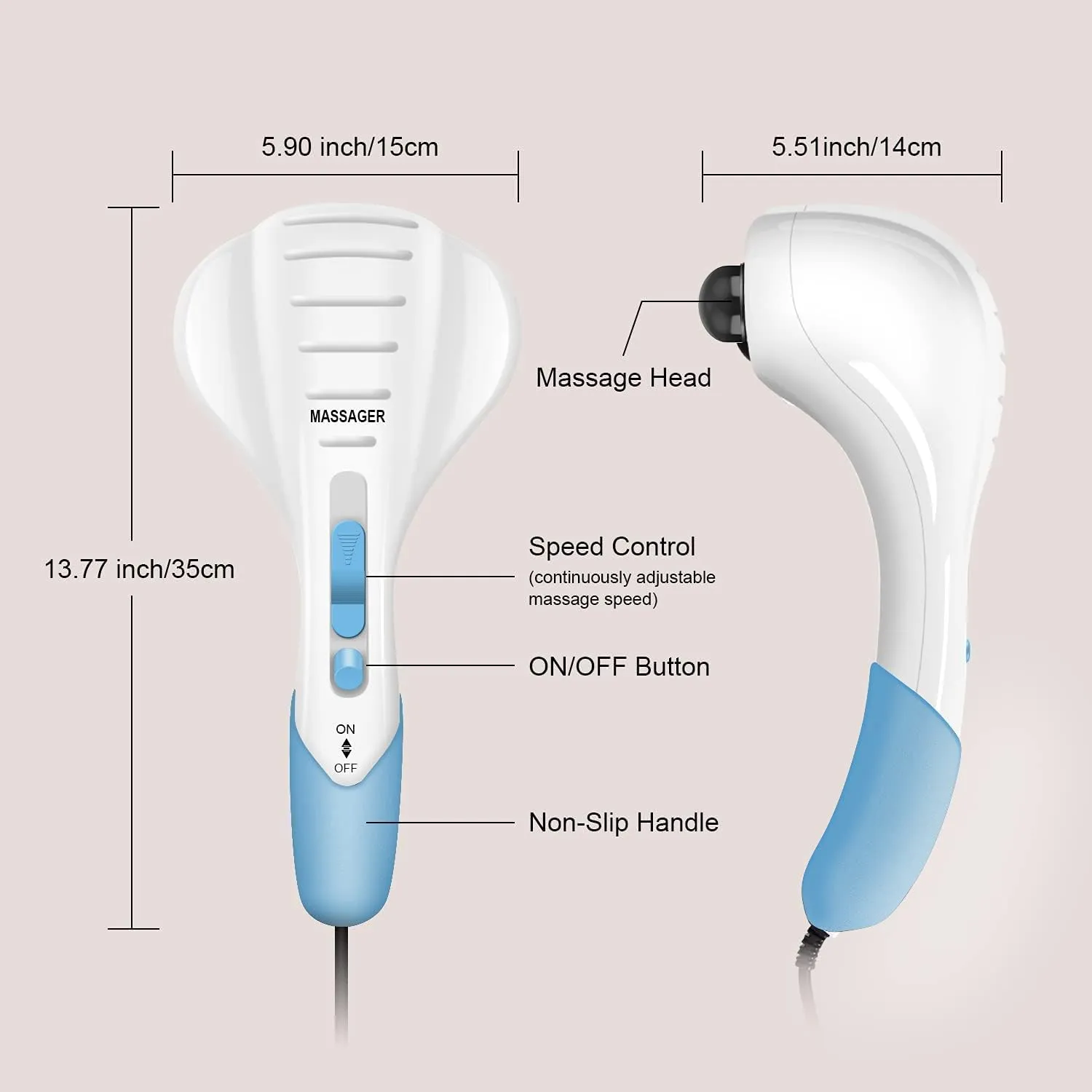 Electric Handheld Full-Body Massager with Adjustable Intensity