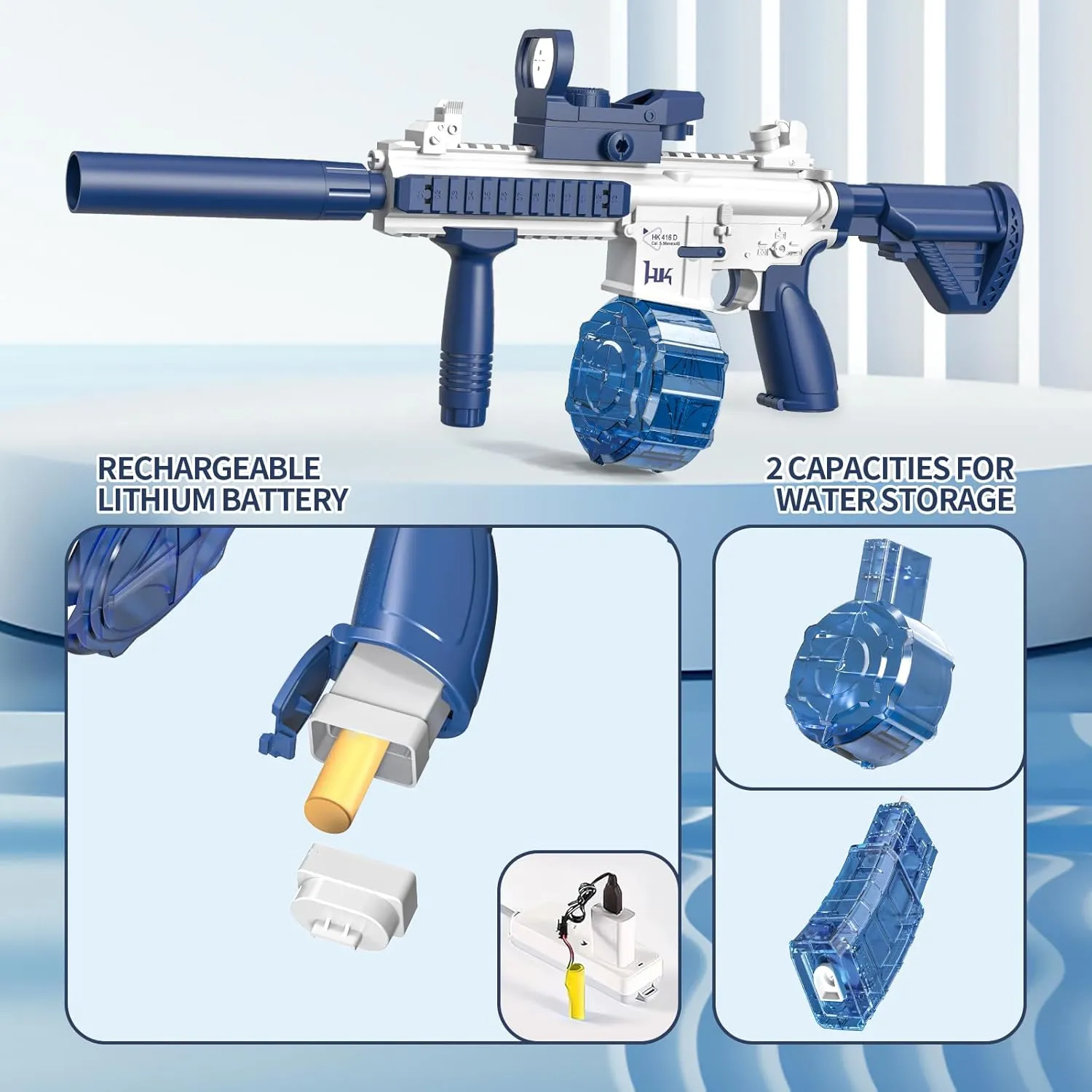 Electric Water Gun, Water Guns for Adults Kids, Up to 25 FT Long Range, Large Capacity Automatic Water Gun, Toys for Pool, Beach