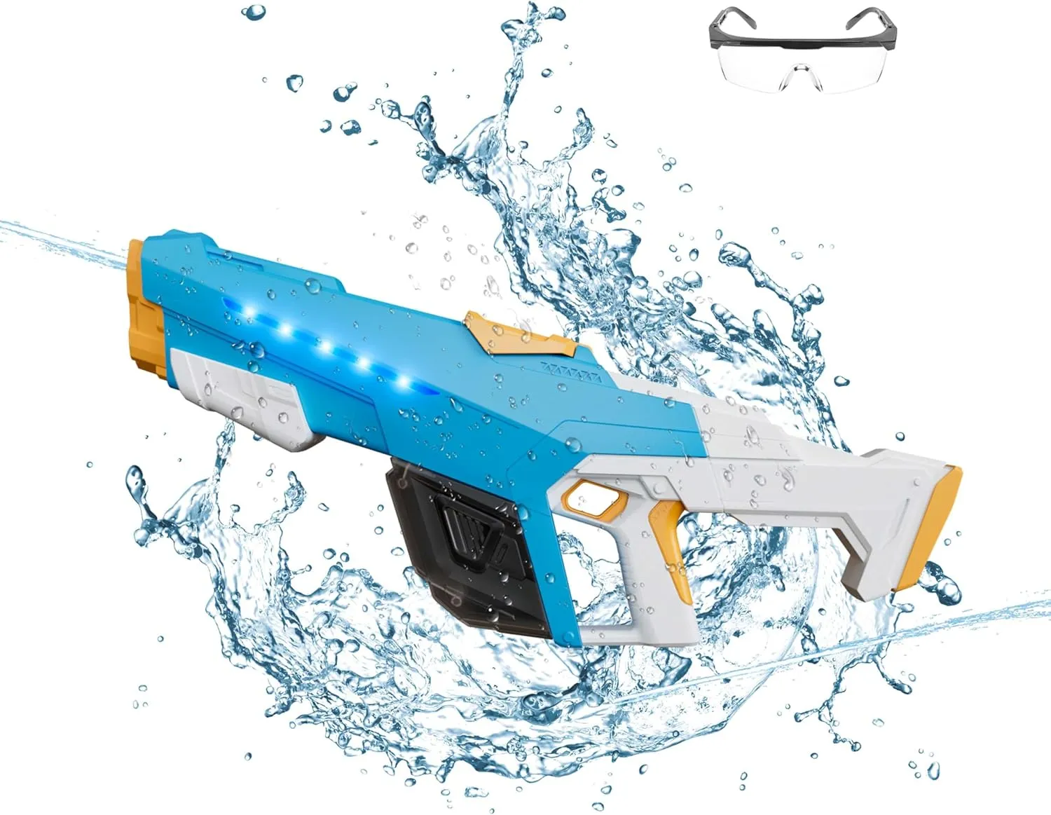 Electric Water Gun with Light,Auto Suction Squirt Guns for Adults&Kids,300  Continuous Ammos Powerful Water Pistol Up to 26FT Range