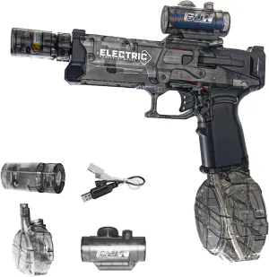 Electric Water Gun with Lights, Water Guns for Adults, Large Capacity High Powered Squirt Electric Water Gun, Range 28-32 FT, Summer Water Pistol Toys for Pool Party Beach Outdoor