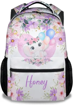 Elephant Backpacks for Girls - 16 Inch Cute Backpack for School - Purple, Large Capacity, Durable, Lightweight Bookbag for Kids Travel