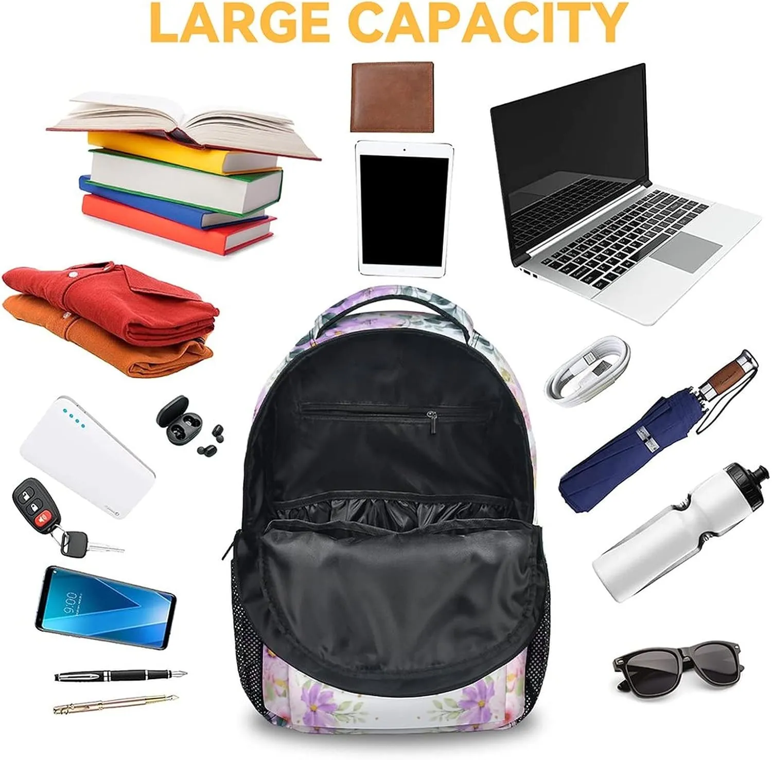 Elephant Backpacks for Girls - 16 Inch Cute Backpack for School - Purple, Large Capacity, Durable, Lightweight Bookbag for Kids Travel