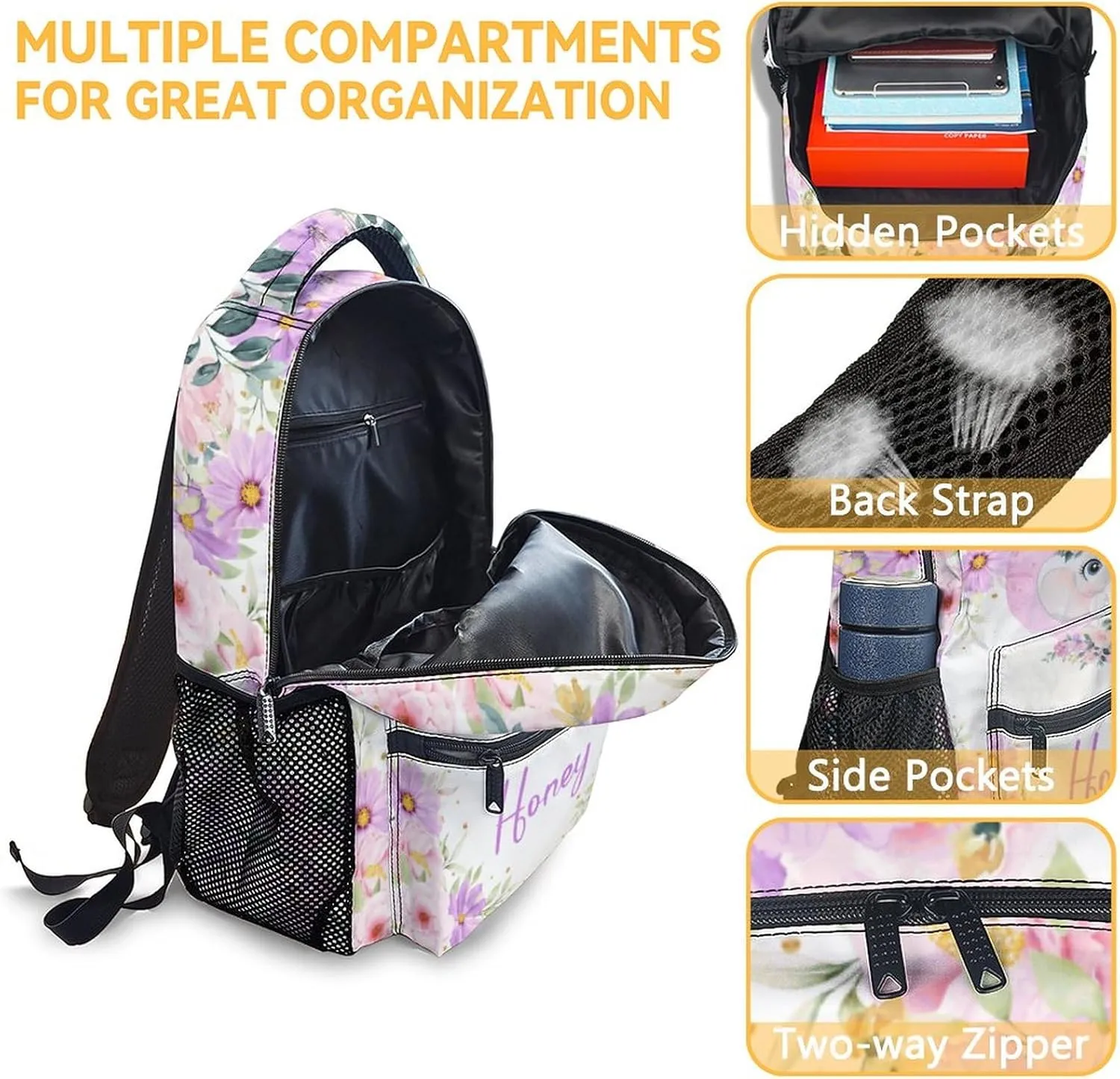 Elephant Backpacks for Girls - 16 Inch Cute Backpack for School - Purple, Large Capacity, Durable, Lightweight Bookbag for Kids Travel