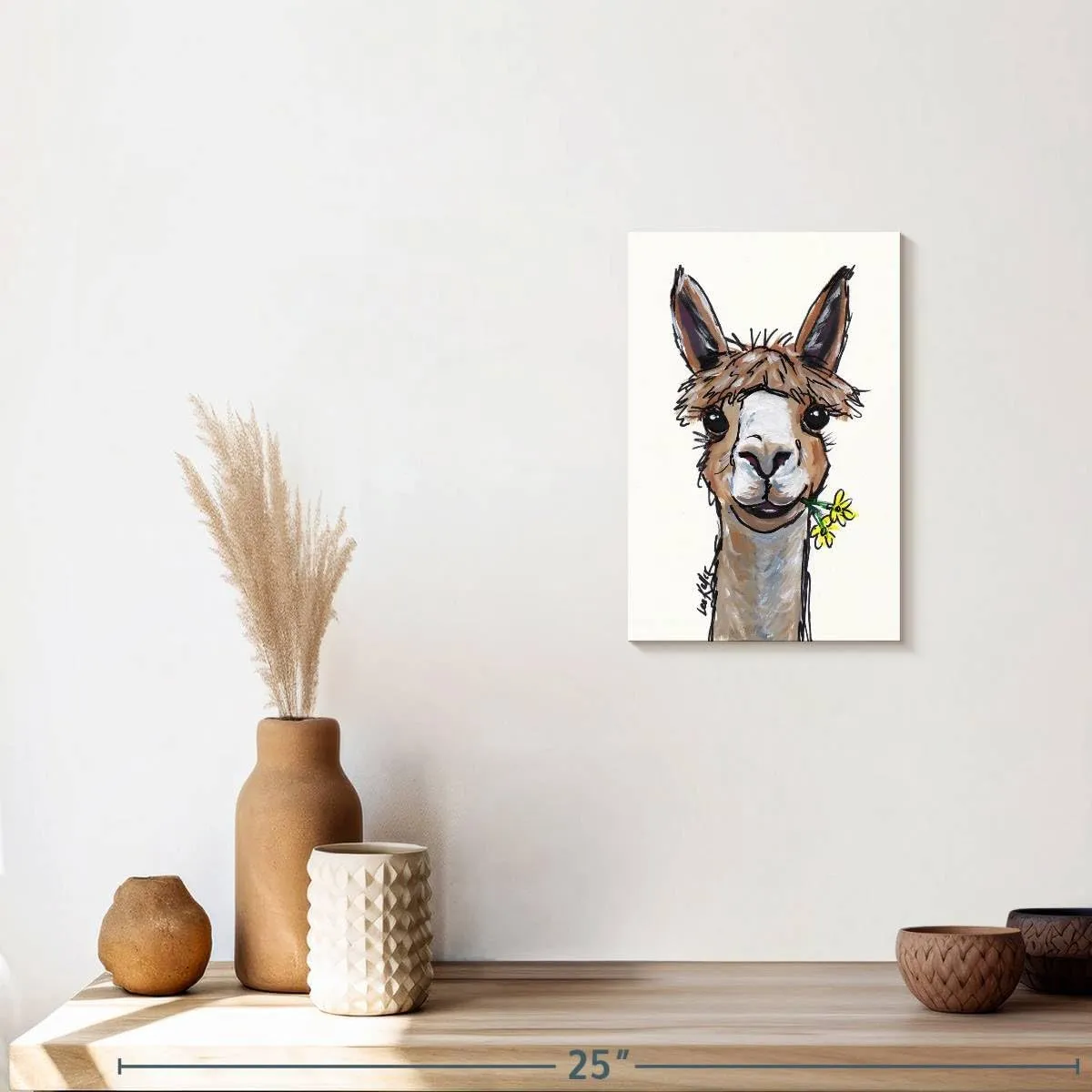 Elephant Stock - Alpaca Lycoming Wall Art - Vertical Canvas Wall Art - Living Room Wall Decor - Painting Alpaca Canvas Art - Brown And Gray Decor by Hippie Hound Studios - 8" x 12"