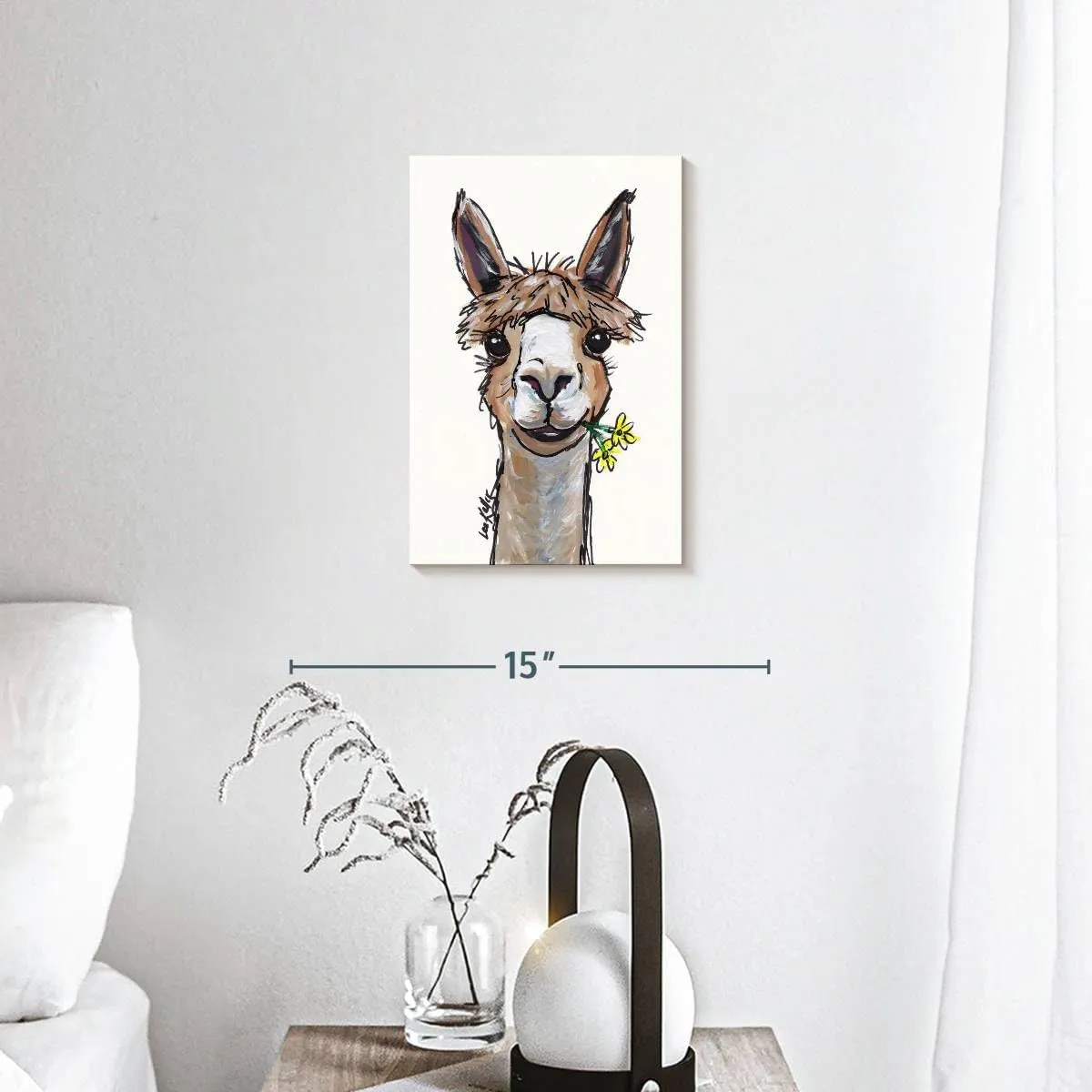 Elephant Stock - Alpaca Lycoming Wall Art - Vertical Canvas Wall Art - Living Room Wall Decor - Painting Alpaca Canvas Art - Brown And Gray Decor by Hippie Hound Studios - 8" x 12"