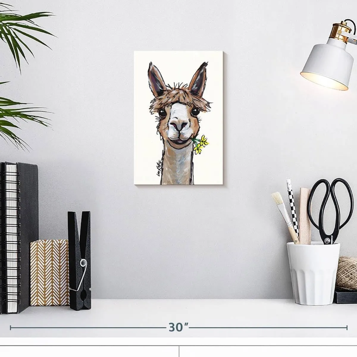 Elephant Stock - Alpaca Lycoming Wall Art - Vertical Canvas Wall Art - Living Room Wall Decor - Painting Alpaca Canvas Art - Brown And Gray Decor by Hippie Hound Studios - 8" x 12"