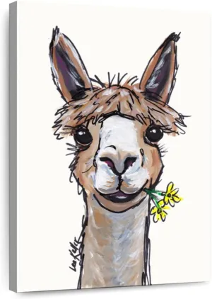 Elephant Stock - Alpaca Lycoming Wall Art - Vertical Canvas Wall Art - Living Room Wall Decor - Painting Alpaca Canvas Art - Brown And Gray Decor by Hippie Hound Studios - 8" x 12"