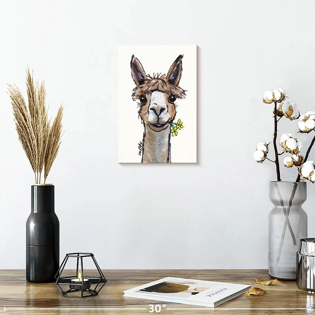 Elephant Stock - Alpaca Lycoming Wall Art - Vertical Canvas Wall Art - Living Room Wall Decor - Painting Alpaca Canvas Art - Brown And Gray Decor by Hippie Hound Studios - 8" x 12"