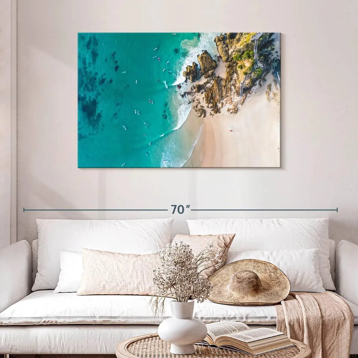 Elephant Stock - Coastal Noosa Byron Wall Art - Horizontal Canvas Wall Art - Living Room Wall Decor - Photography Beach Canvas Art - Teal And Gray Decor - 45" x 30"