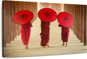 Elephant Stock - Mandalay Burma Monks Wall Art - Horizontal Canvas Wall Art - Living Room Wall Decor - Photography People Canvas Art - Beige And Brown Decor - 12" x 8"