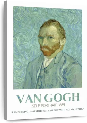 Elephant Stock - Self Portrait Van Gogh Exhibition Poster Wall Art - Vertical Canvas Wall Art - Living Room Wall Decor - Painting Artists Canvas Art - White And Beige Decor by Vincent Van Gogh - 26" x 39"