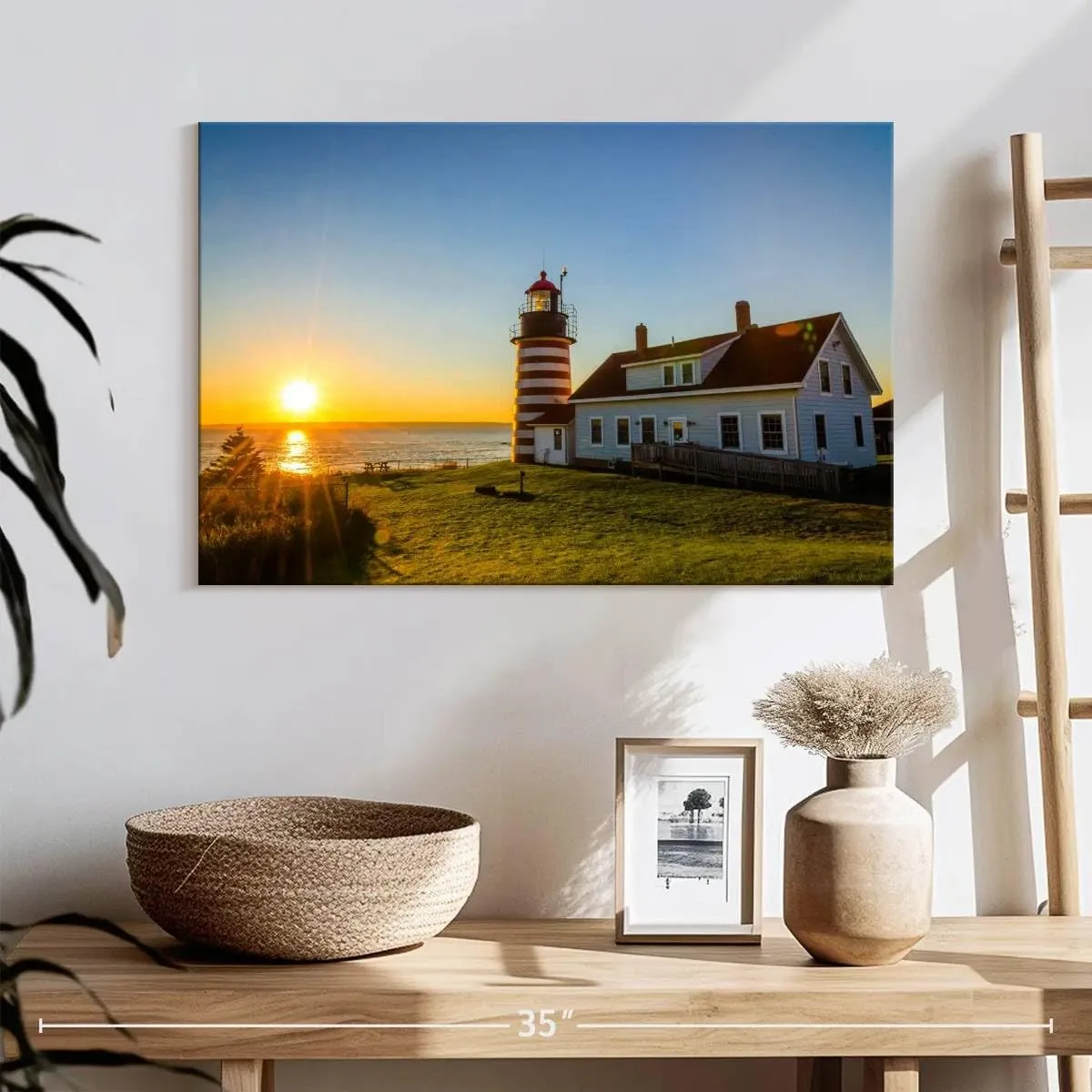 Elephant Stock - West Quoddy Lighthouse Wall Art - Horizontal Canvas Wall Art - Living Room Wall Decor - Photography Nautical Canvas Art - Blue And Green Decor - 24" x 16"