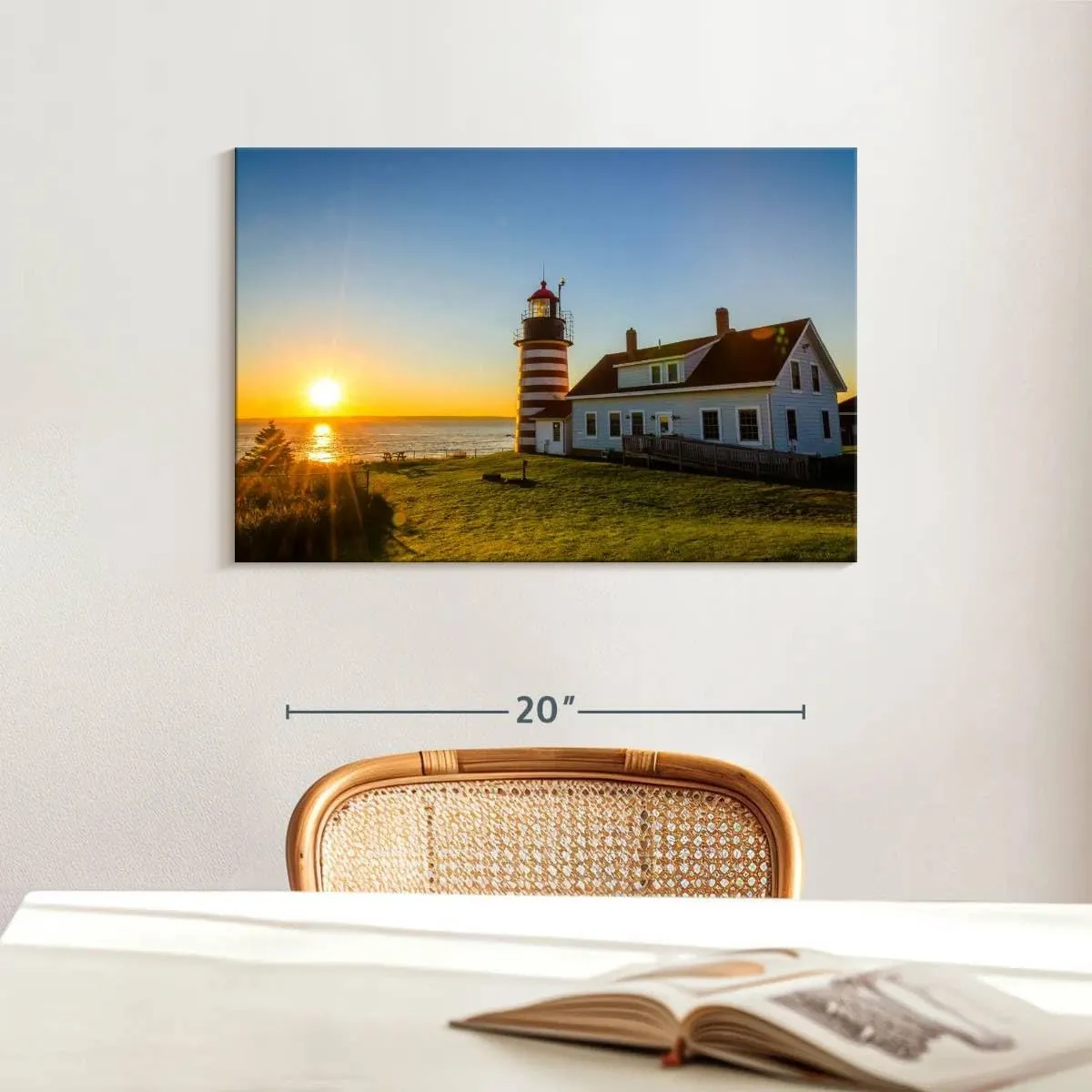 Elephant Stock - West Quoddy Lighthouse Wall Art - Horizontal Canvas Wall Art - Living Room Wall Decor - Photography Nautical Canvas Art - Blue And Green Decor - 24" x 16"