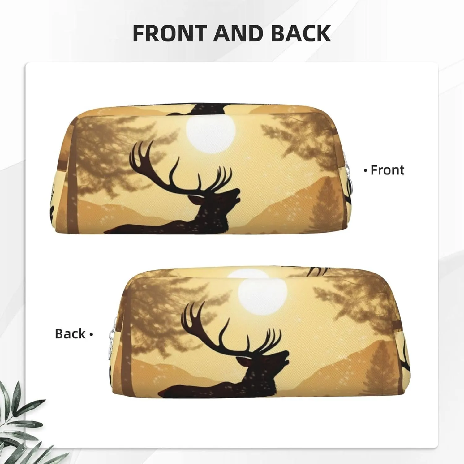 Elk Artwork Makeup Bag for Women Men Travel Toiletry Bag Aesthetic Purse Pouch Large Pencil Case