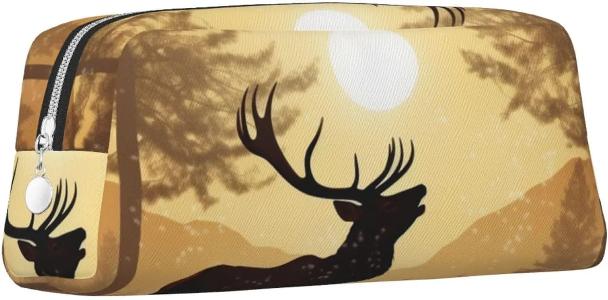 Elk Artwork Makeup Bag for Women Men Travel Toiletry Bag Aesthetic Purse Pouch Large Pencil Case