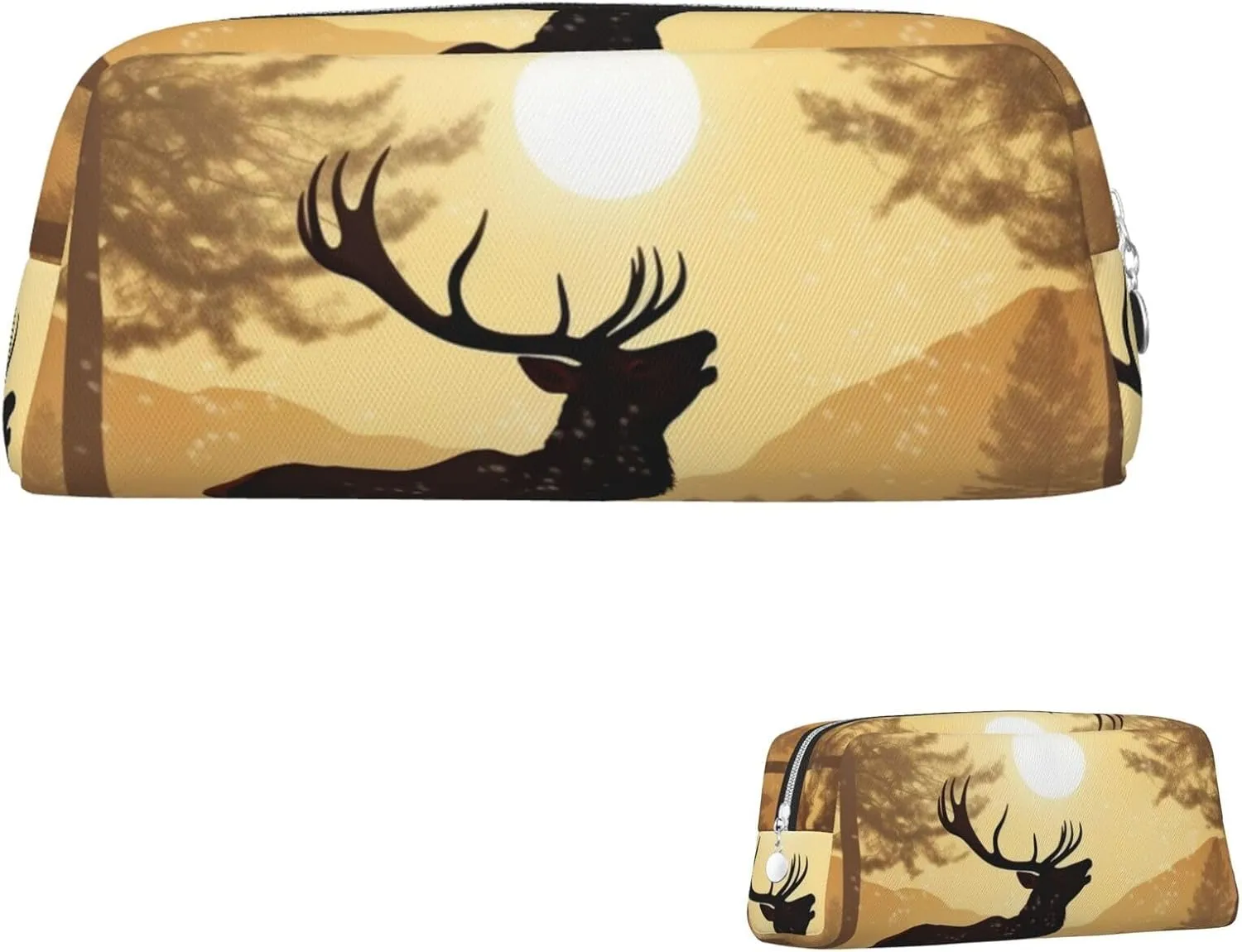 Elk Artwork Makeup Bag for Women Men Travel Toiletry Bag Aesthetic Purse Pouch Large Pencil Case