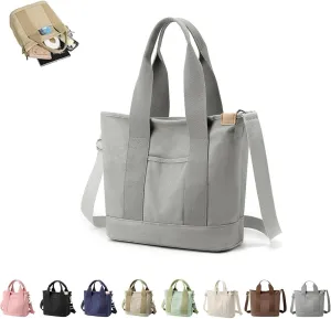 Elmyse Canvas Bag, Elmyse Large Capacity Multi-pocket Handbag Handmade, Elmyse Canvas Tote Bag Women