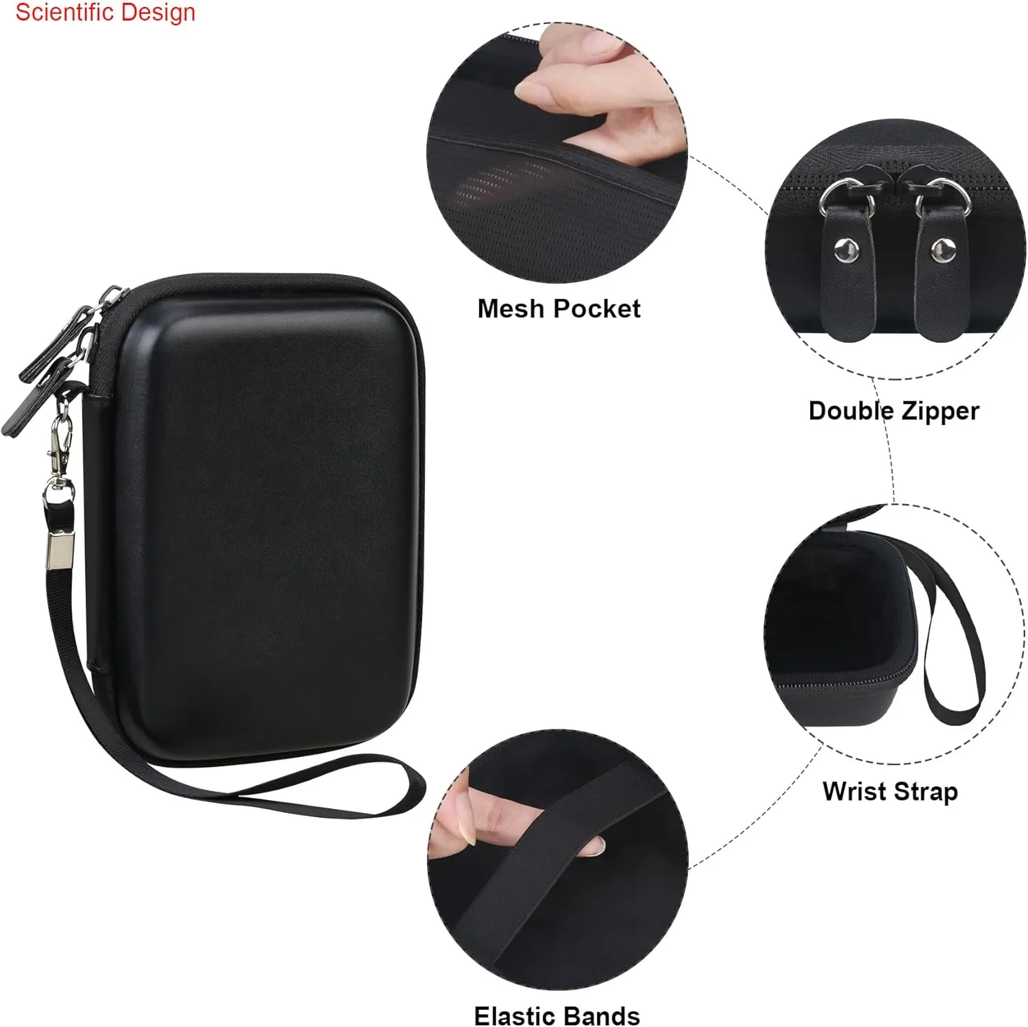 Elonbo Carrying Case for KODAK Mini 2 Retro 4PASS Portable Photo Printer, Digital Instant Print Camera Travel Bag Storage Holder, Mesh Pocket Fits Printing Paper, Cable, Black