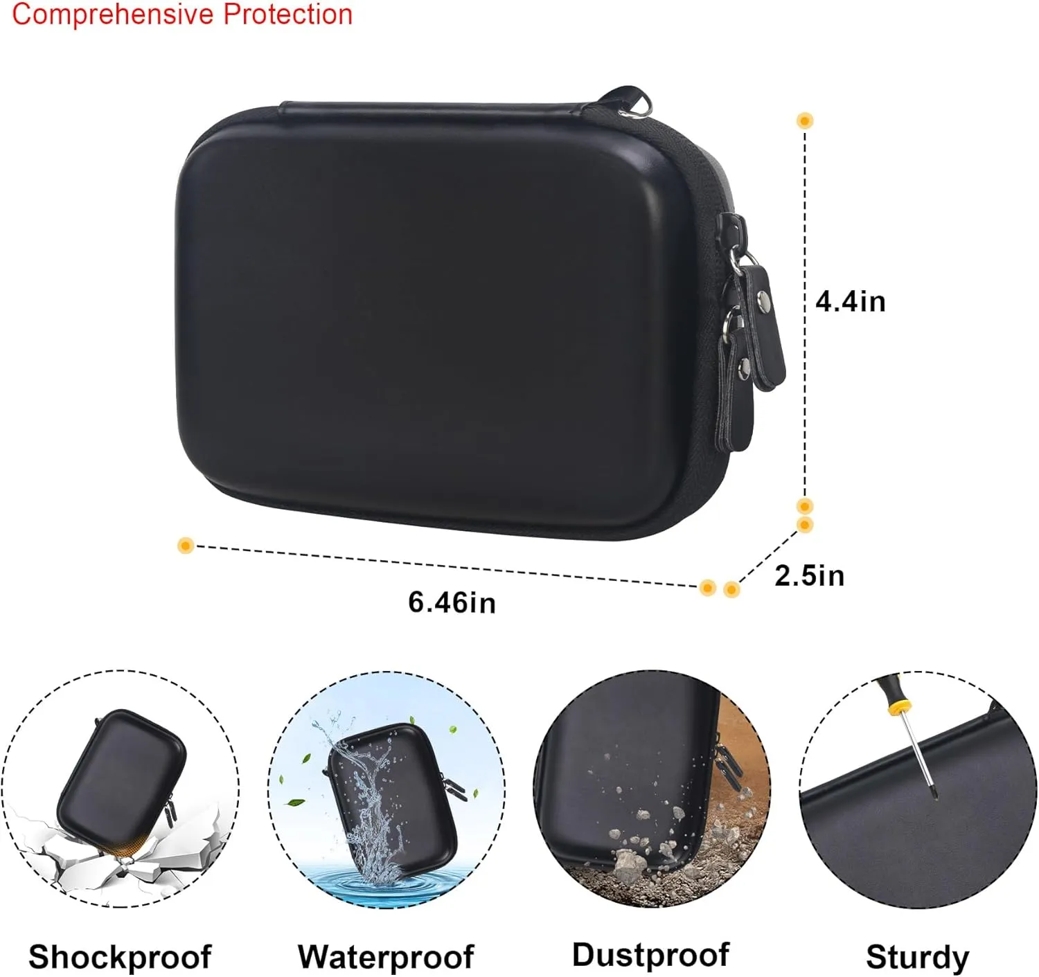 Elonbo Carrying Case for KODAK Mini 2 Retro 4PASS Portable Photo Printer, Digital Instant Print Camera Travel Bag Storage Holder, Mesh Pocket Fits Printing Paper, Cable, Black