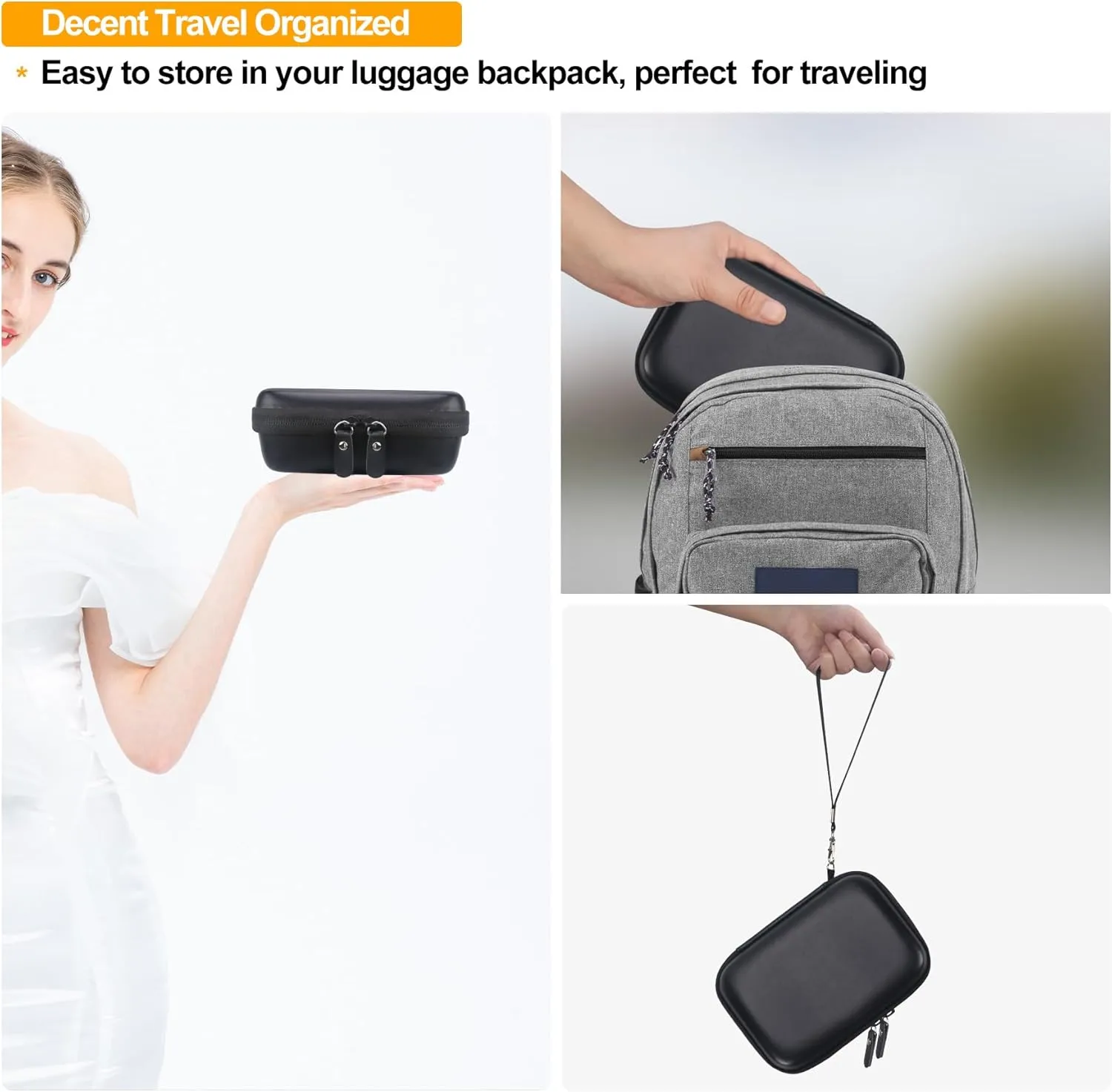 Elonbo Carrying Case for KODAK Mini 2 Retro 4PASS Portable Photo Printer, Digital Instant Print Camera Travel Bag Storage Holder, Mesh Pocket Fits Printing Paper, Cable, Black