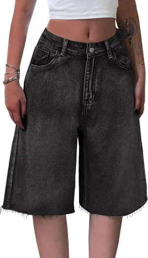 EMMIOL Women Jorts Baggy Jeans Jorts Outfits Mid-Low Waisted Denim Y2K Shorts Summer Hot Short Pants Streetwear