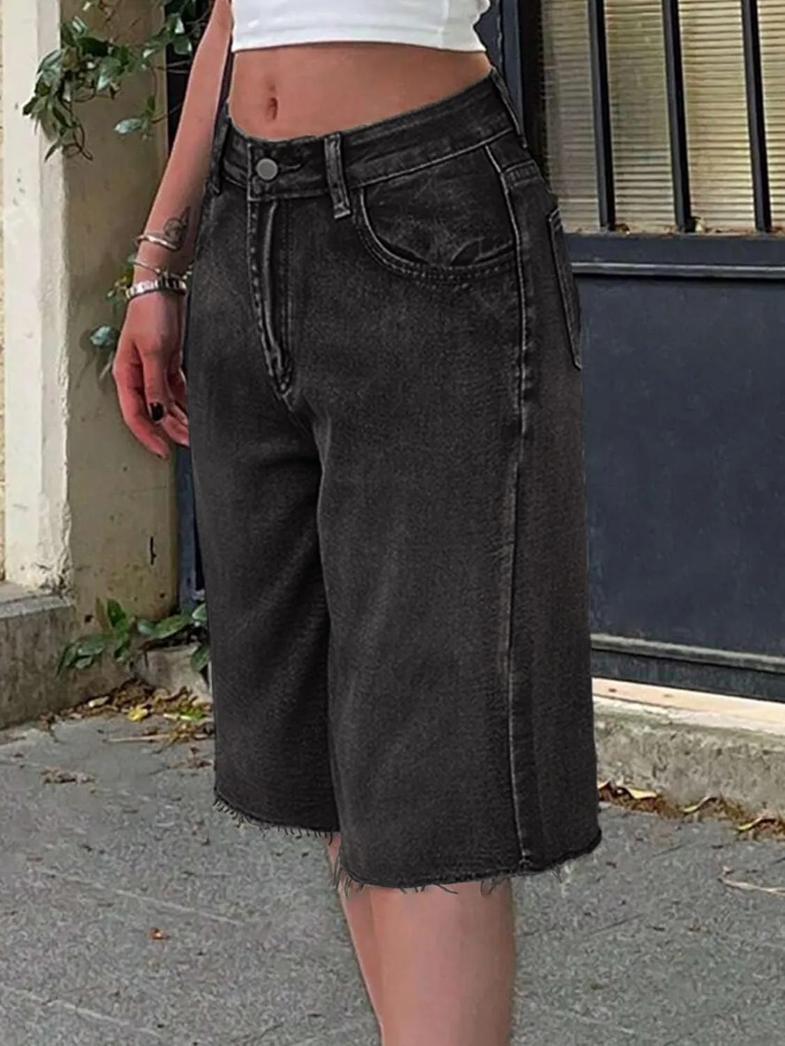 EMMIOL Women Jorts Baggy Jeans Jorts Outfits Mid-Low Waisted Denim Y2K Shorts Summer Hot Short Pants Streetwear