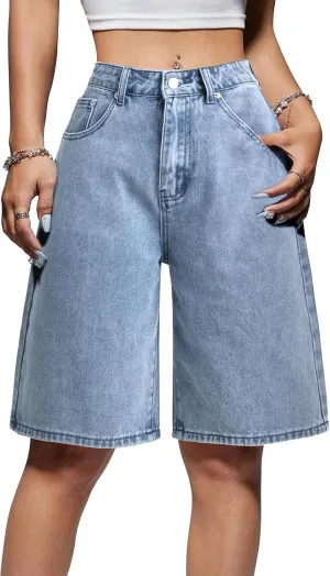 EMMIOL Women Jorts Baggy Jeans Jorts Outfits Mid-Low Waisted Denim Y2K Shorts Summer Hot Short Pants Streetwear