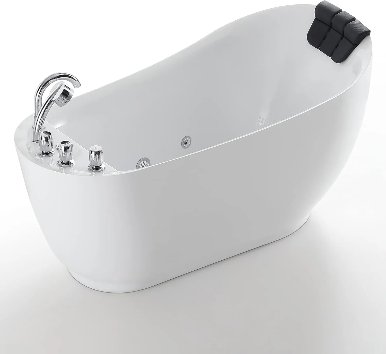 Empava 67 Inch Freestanding Whirlpool Tub - Acrylic, Jetted, Hydrotherapy Massage Bathtub-Deep Concave Back, Tapered Interior,ETL Certified