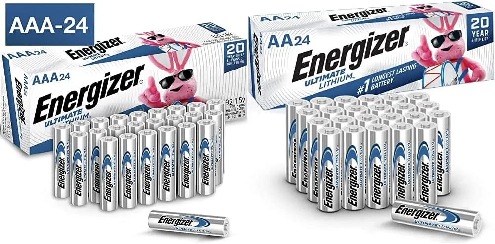 Energizer Ultimate Lithium AA Batteries, Long Lasting Lithium Double A Batteries and Ultimate Lithium AAA Batteries, Lithium Triple A Batteries Variety Pack, 24 AA and 24 AAA Batteries, 48 Count