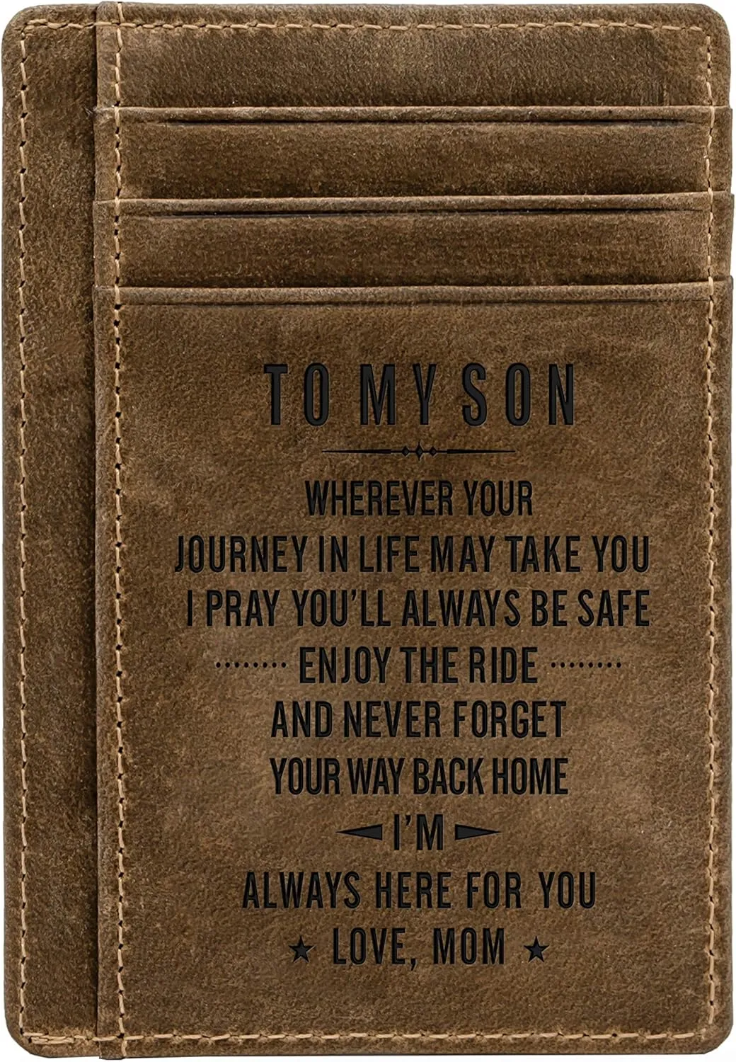 Engraved Pocket Wallet For Men,Personalized Minimalist Slim Leather Pocket Wallet for Husband Son Birthday Christmas