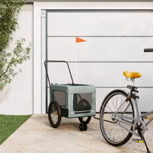 Enjoy Adventures with Pet Bike Trailer, Durable Iron Frame, Comfortable Fabric, Doors, Gray and Black