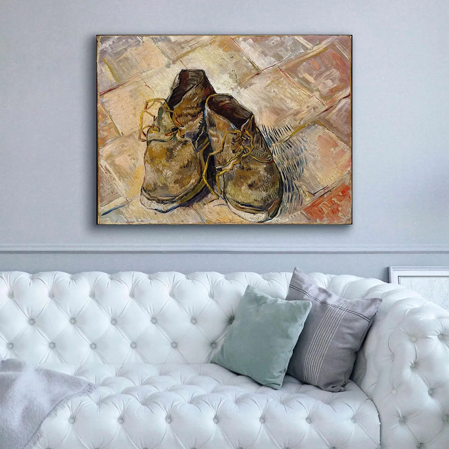 Epic Graffiti 'Shoes' by Vincent Van Gogh, Giclee Canvas Wall Art, 54"x40"