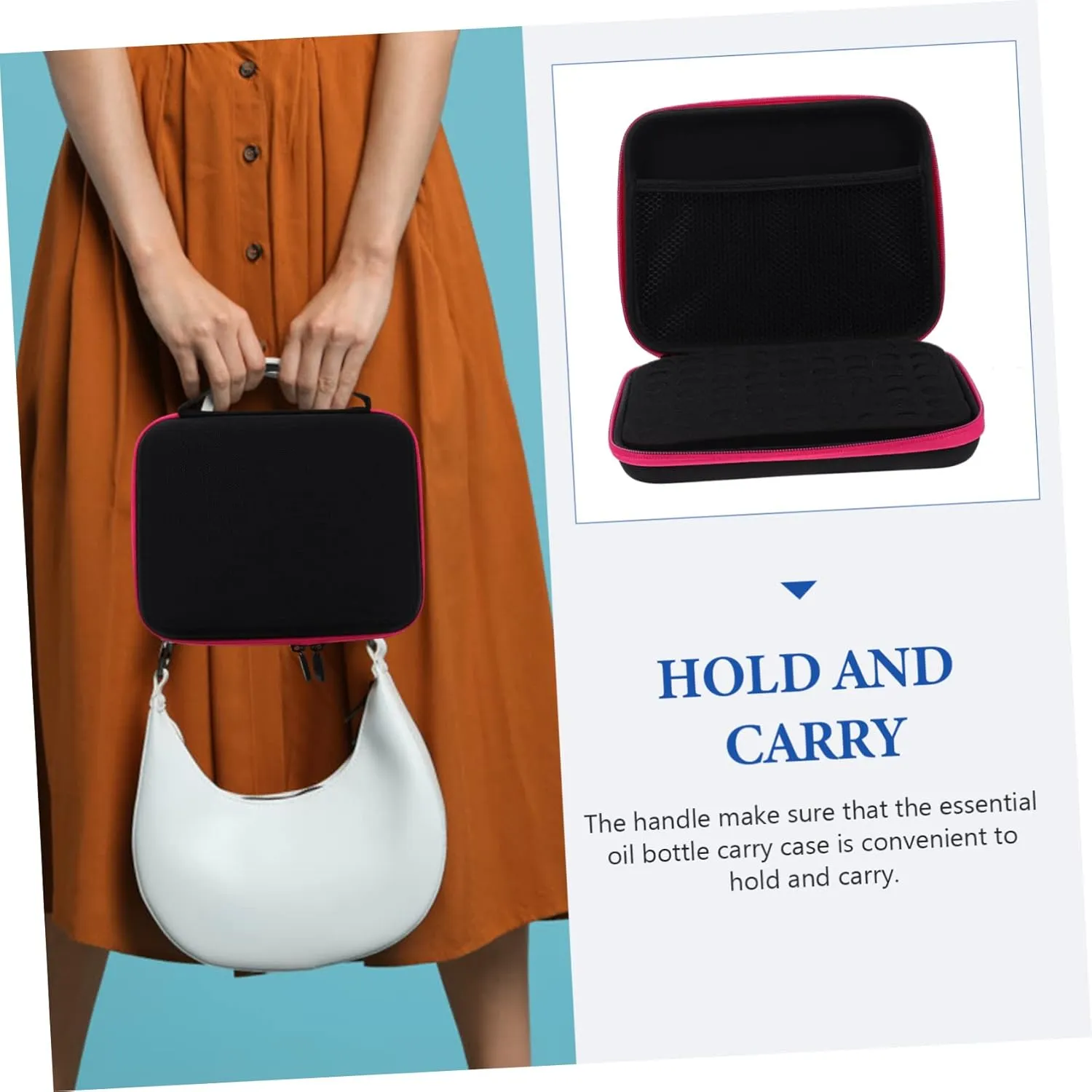 Essential Oil Carrying Case 1-3ml Bottle Capacity Waterproof Nail Polish Bag Portable Essential Oil Organizer Sturdy Polyester Easy Zipper