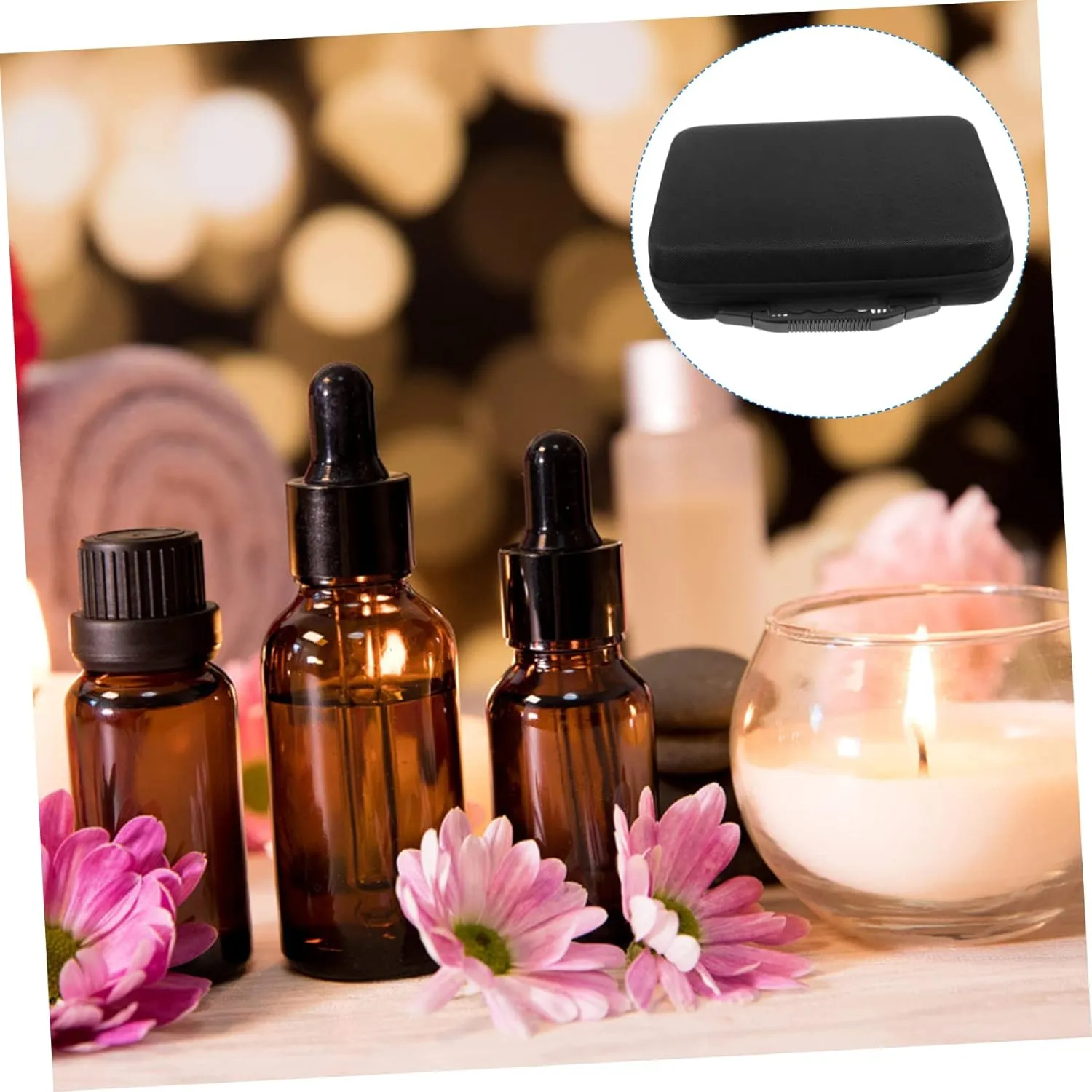 Essential Oil Travel Case Bottle Holder Zipper Soft Dividers Portable Lightweight Storage Bag