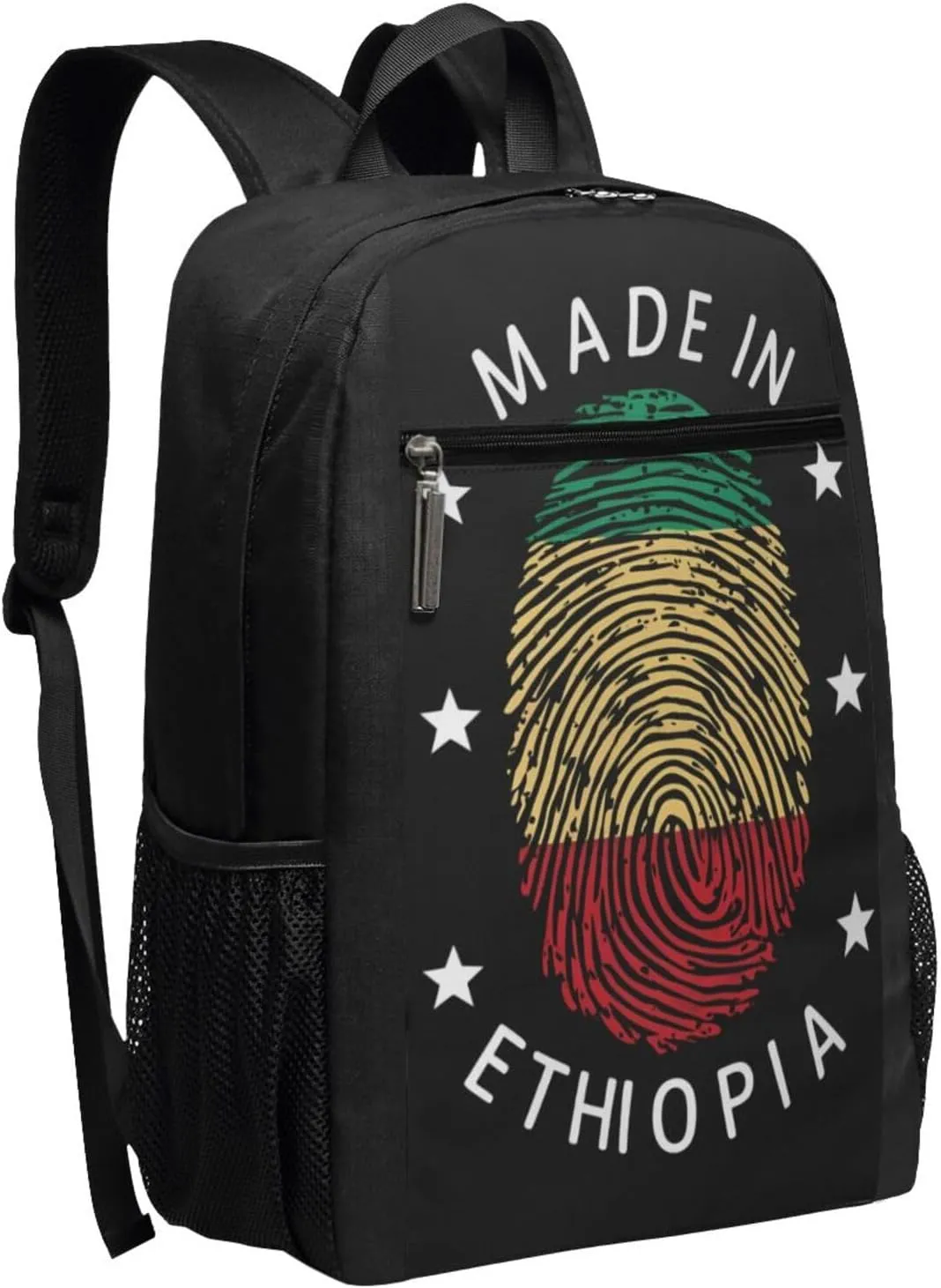 Ethiopia Flag Made in Ethiopia Casual Backpacks Sports Backpack Large Capacity Travel Rucksack Laptop Daypack with Multi-Pockets Adjustable Strap Work Bag for Hiking