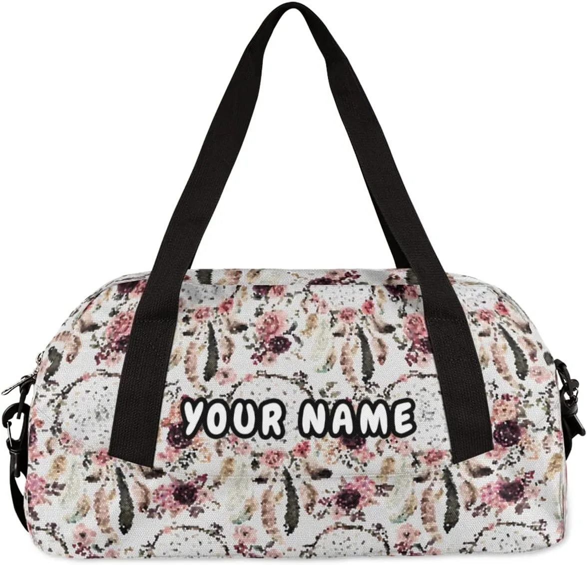 Ethnic Boho Dreamcatchers Personalized Kids Duffel Bag for Girls Boys, Dreamcatchers Debris Custom Dance Bag Overnight Small Duffel Bag Carry On Sports Travel Bag for School Practice Gymnastics Ballet