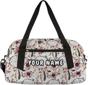 Ethnic Boho Dreamcatchers Personalized Kids Duffel Bag for Girls Boys, Dreamcatchers Debris Custom Dance Bag Overnight Small Duffel Bag Carry On Sports Travel Bag for School Practice Gymnastics Ballet