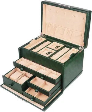 European-style Large-capacity Lockable Jewelry Watch Necklace Jewelry Storage Box Multi-function (Gray H22*W24*34.5CM)