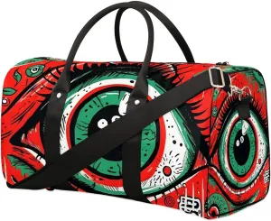 Evil Funny Eyes Travel Duffel Bag for Women Men Waterproof Foldable Overnight Weekender Bag Large Capacity Sports Gym Bag